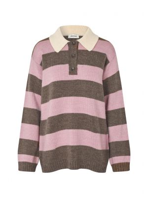 Modstrom pelhammd stripe polo lilac chocolate