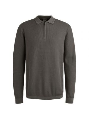 Cast Iron Long sleeve polo cotton modal Granite Gr