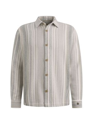 Cast Iron LONG SLEEVE SHIRT Twill Slub Strip White