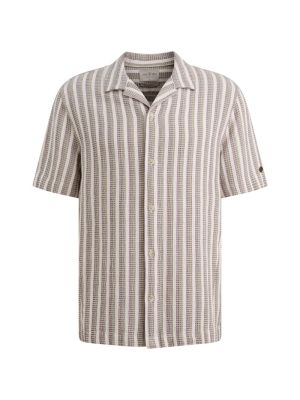 Cast Iron Short Sleeve Shirt Stripe new mesh Silve