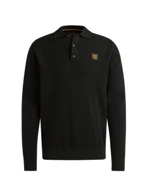 PME-Legend Long sleeve polo structure knit Black