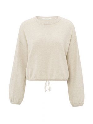 YAYA sweater with cord at bottom light beige mel.