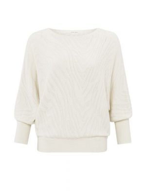 YAYA Jaquard sweater with boat neck off white