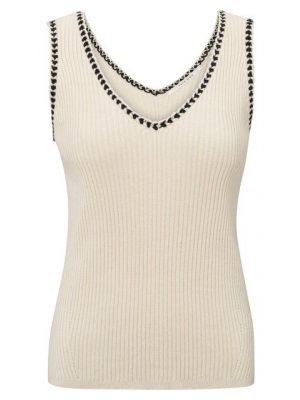 YAYA Ribbed tank top with detail summer sand