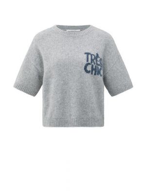 YAYA Trui met artwork light grey