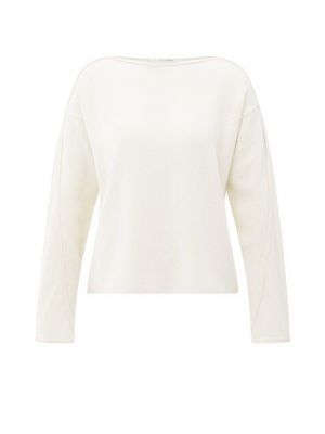 YAYA Trui met boothals en siernaden off white knit