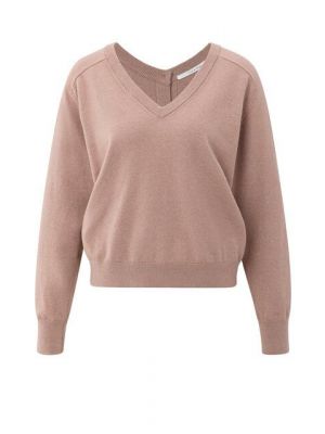 YAYA Sweater met dubbele V-hals blush pink