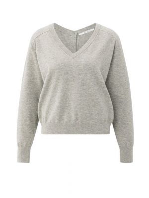 YAYA Sweater met dubbele V-hals brownish grey
