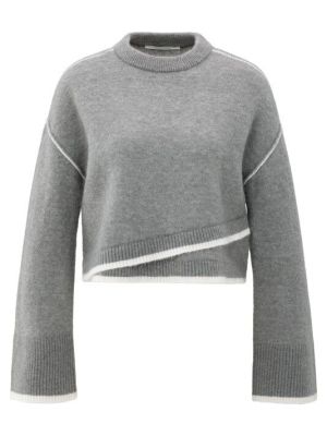YAYA Trui met contrasterende lijnen taupe grey mel