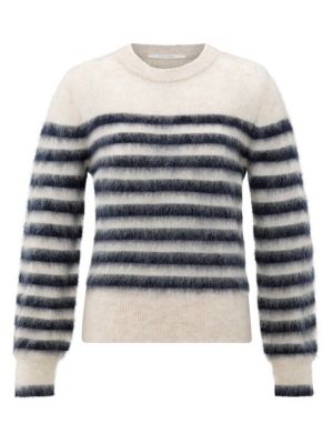 YAYA Gestreepte trui met ronde hals collegiate blu