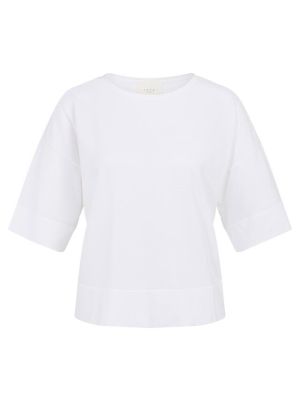 YAYA Boothals oversized fijngebreid pure white