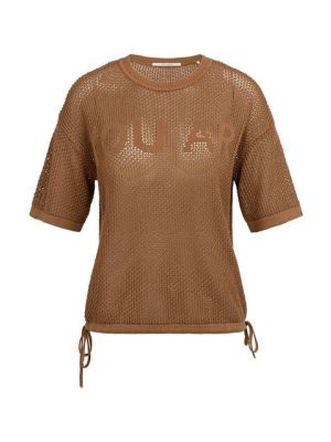 YAYA Opengebreide top met artwork foxtrot brown