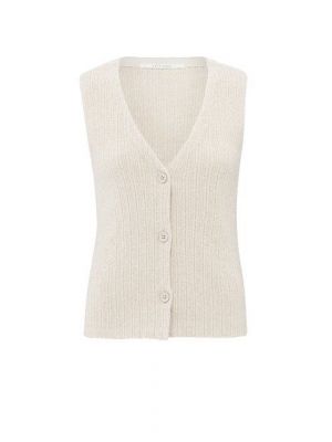 YAYA knitted rib stitch gilet nature melamge