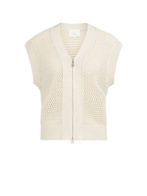 YAYA Mesh stitch sleeveless cardiga creme beige