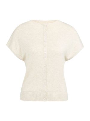 YAYA Gebreid vest met knopen beige melange