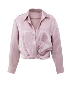 YAYA Cropped satijnen blouse cloud gray purple