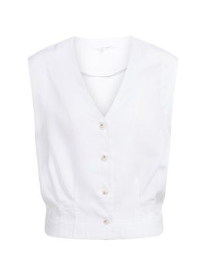 YAYA Mouwloze blouse met plooien en pure white