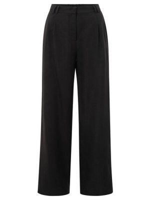 YAYA Linen-blend trousers washed black
