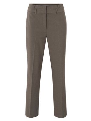YAYA Broek met dubbele tailleband dark taupe grey 