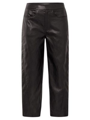 YAYA Broek van faux leather anthracite brown