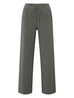 YAYA Jersey broek met wijde pijpen dark night grey