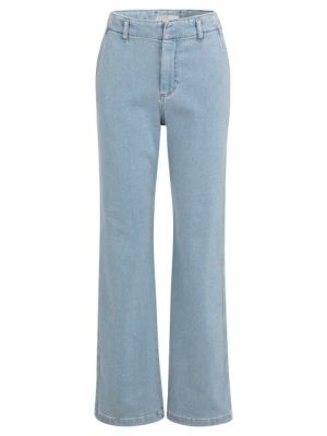 YAYA Chinojeans met paspelzakken mid blue denim