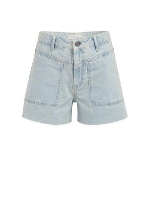 YAYA Loose fit colored worker short light denim