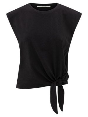 YAYA Top with knot detail washed black