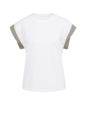 YAYA Top met geweven mouwdetails pure white
