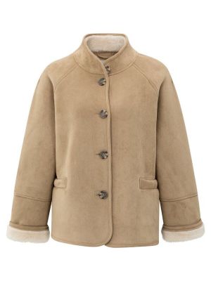 YAYA Oversized lammy jas light camel