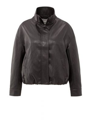 YAYA Korte jas van faux leer anthracite brown
