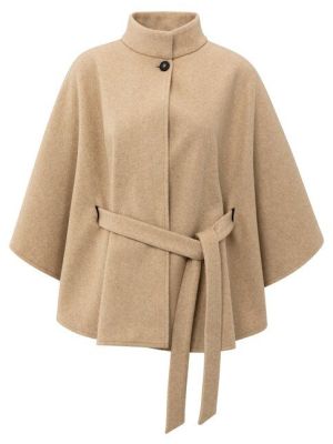 YAYA Soft woven poncho with collar light camel mel