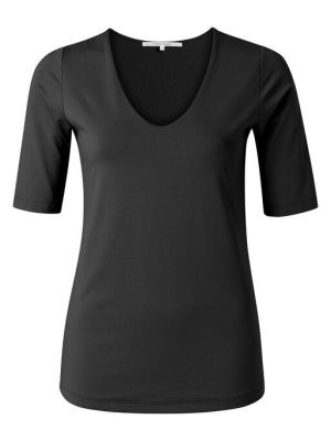YAYA Round V-neck top pirate black