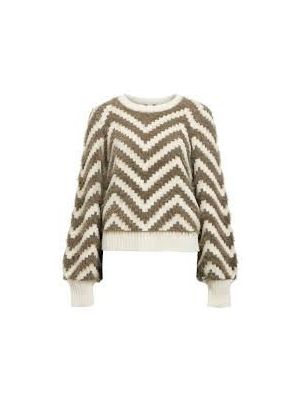 Object objhollow ls knit pullover white sand morel