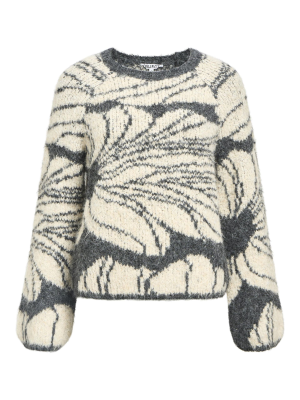 Object objjuline l/s knit pullover dark grey mel