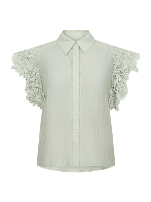 Copenhagen muse cmmolly shirt boxy lace green tint