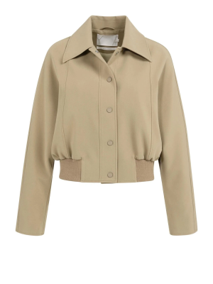 YAYA Kort jasje met ribboord khaki green