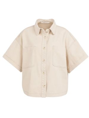 YAYA Denim jasje met korte mouwen desert beige den